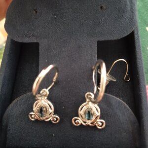 Beautiful Disney enchanted Cinderella sapphire carriage earrings